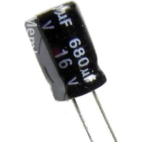 Condensador Electrolitico 680uF 16Vdc Medidas 10x17mm Radial