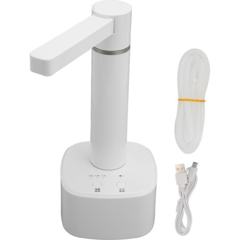 Fontaine à eau de bureau Pompe à eau automatique Distributeur d'eau en bouteille avec bec rotatif 3 réglages de volume Blanc (1/5)