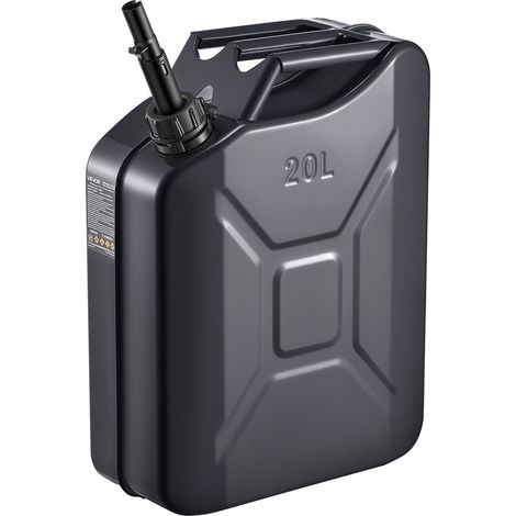 Jerrican Essence Métal 20 L Bidon Essence Débit Maximal 6 L/min Réservoir de Carburant Portable Résistant pour Véhicules, Tracteurs, Tondeuse à Gazon, avec Bec Verseur, Poignée Confortable, Noir (1/5)