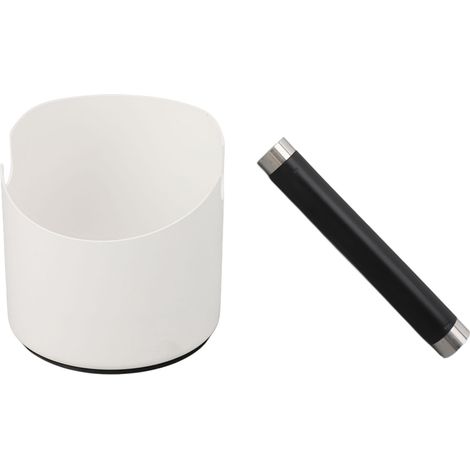 Boîte à marc de café en acier inoxydable avec barre de frappe amovible, diamètre 114 mm (4,5 pouces), blanche (1/5)