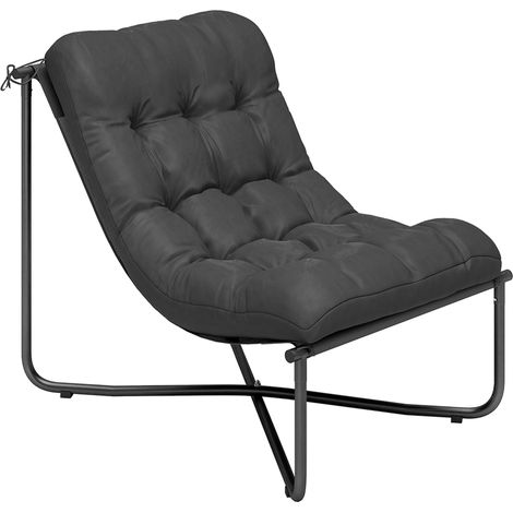 Silla de jardín ergonómica con cojín, gris oscuro, capacidad de 120 kg.