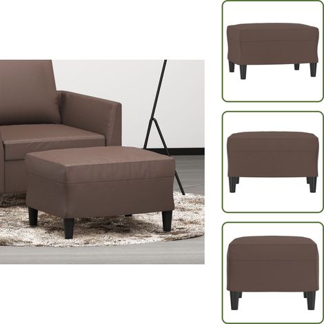 Madera contrachapada - vidaXL Reposapiés de cuero sintético marrón 60x50x41 cm - Diseño moderno