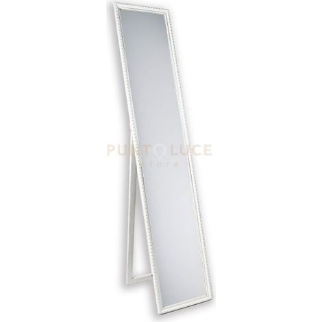 LORELEY SPECCHIO DA TERRA CON CORNICE LAVORATA CON GANCI X INSTALLAZIONE ORIZZONTALE E VERTICALE BIANCO IN LEGNO34X160CM