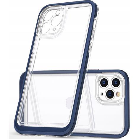 Custodia trasparente 3 in 1 per iPhone 12 Pro, cover in gel con cornice blu (1/5)