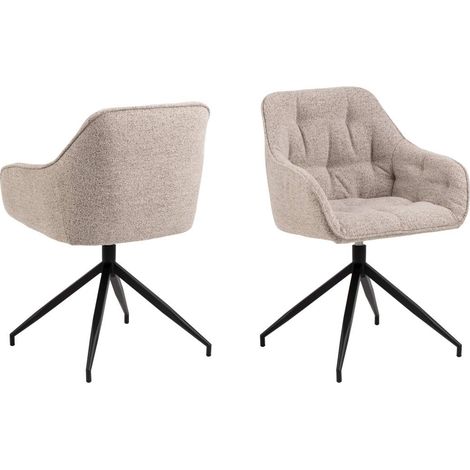 Brooke chaise de salle à manger avec accoudoirs fonction pivotante beige.
