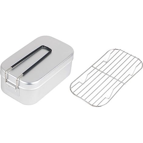 Boîte à lunch pliable en aluminium avec poignée, portable, légère, en acier inoxydable, idéale pour les pique-niques en plein air. Blanc, 800 ml, avec panier vapeur. (1/5)