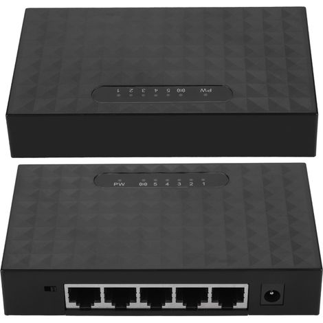 Commutateur réseau Ethernet rapide 10/100 Mbps, 5 ports RJ45, VLAN, chargeur, prise UE (1/5)