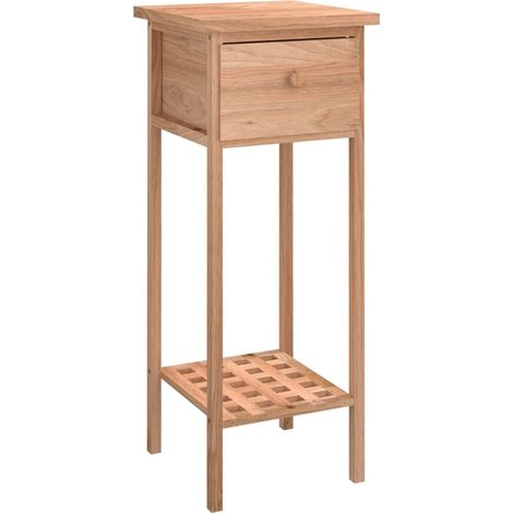 Mesa auxiliar con cajón madera maciza nogal 25x25x60 cm vidaXL
