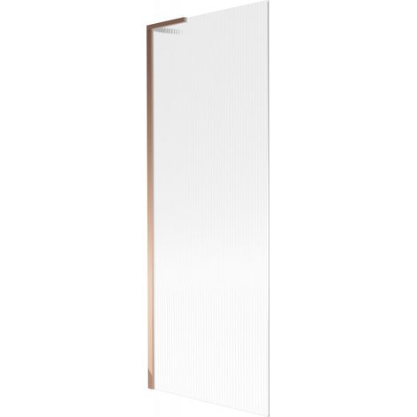 Mexen Next L Badewannenabtrennung 1-flügelig 70 x 150 cm, Streifenmuster, Roségold - 895-070-000-03-09-60