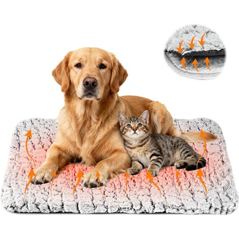 Panier Chat Coussin Auto-Chauffante, 70×48cm Tapis Chauffant pour Chat, sans Électricité, Couvertures Auto-Chauffante pour Chats et Chiens, Housse Lavable, Dessous Non-Glissant, Blanc (1/5)