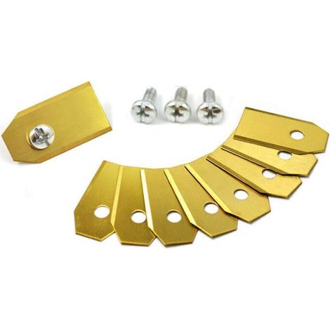 Mährobotermesser, 9-teiliges Set mit Schrauben, Ersatzmesser mit Titanbeschichtung, Gold, 35×18×0,75 mm (konventionelles gerades Messer) (1/4)