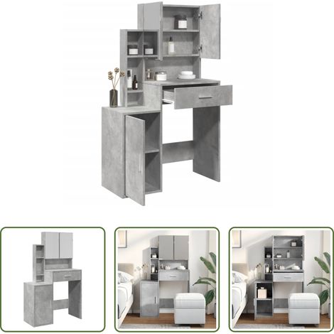 Schrank - Schminktisch mit Schrank Betongrau 80x35x132 cm (1/5)