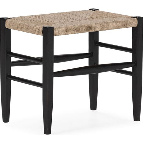 Banc teck et jacinthe d'eau synthétique noir naturel élégant - noir et naturel bois clair (1/3)