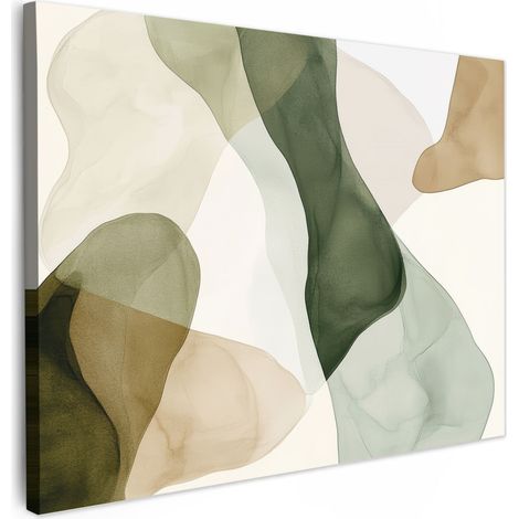 TABLEAU SUR TOILE Japandi - Abstrait - Vert Décoration Murale 40x30 cm