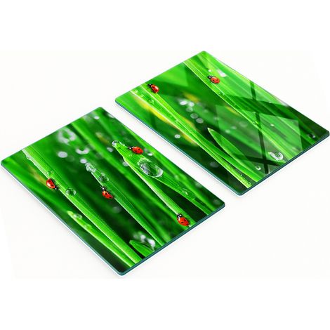 Küchenschneidebretter aus Glas mit Marienkäfer-Motiv im Gras, 2 x 40 x 52 cm (1/5)