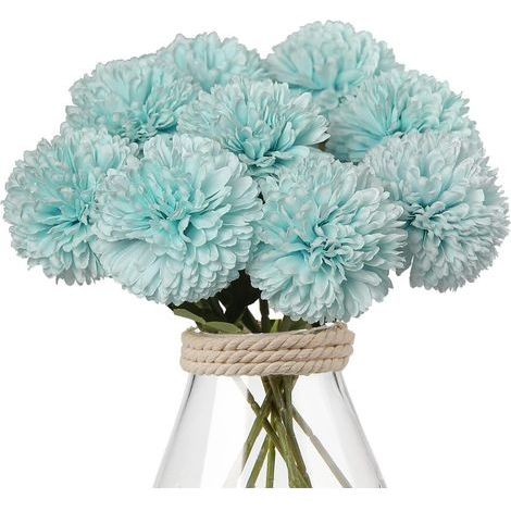 Fleur de Boule de Soie Artificielle, Fleur de Soie Artificielle beauté Fausse Boule de Pissenlit pour la décoration de Mariage de Chambre à la Maison(12pcs Bleu) (1/5)