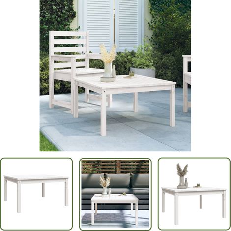 The Living Store Gartentisch Weiß 82,5x82,5x45 cm Massivholz Kiefer - Gartentisch - Esszimmertisch - Holzmöbel - Gartenmöbel - Terrassenmöbel (1/5)