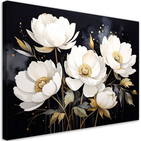 Bild auf Leinwand Weiße Pfingstrosen Blumen Pflanzen Natur 30x20 (1/5)