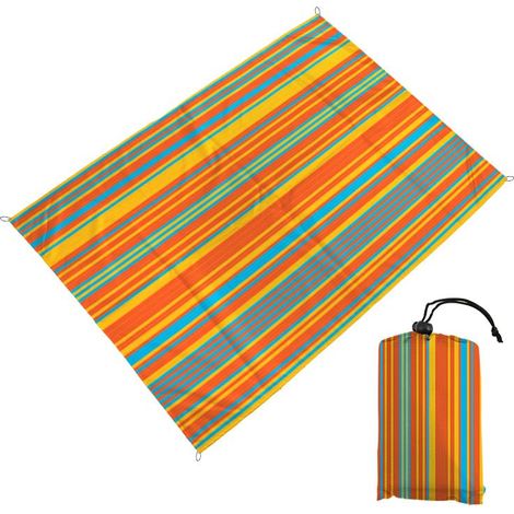 Tapis de Plage Imperméable Natte Plage Anti Sable Grand Multicolore Couverture Pique Nique Voyages Camping Picnic Orange 200 210cm (1/5)