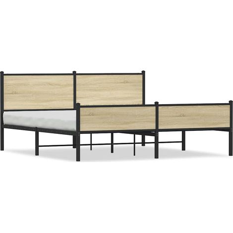 Maison Exclusive - Metallbett ohne Matratze Sonoma-Eiche 160x200