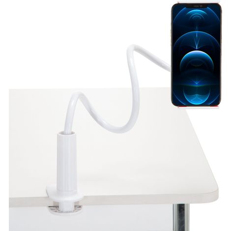 Handyhalterung FLEXMOBI I mit Klemmfuß / Schwanenhals ABS Kunststoff weiß hjh OFFICE