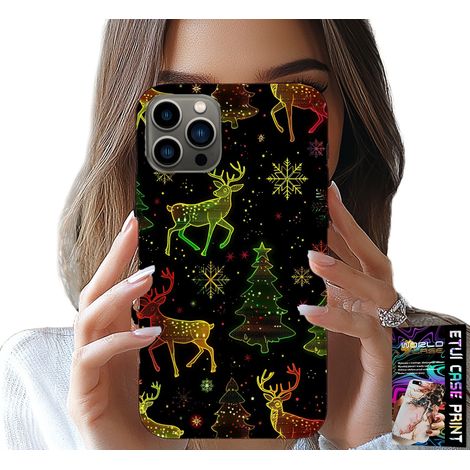 Funda para iPhone 13 Pro Max - reno, copo de nieve, árbol de Navidad + cristal (1/5)