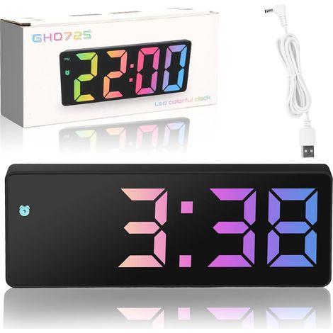 Digitaler Wecker – 1 Stück – ABS-Kunststoff – LED-Anzeige – Datum/Temperatur – Schlafzimmer/Büro – Schwarz, 16 x 6 cm (1/5)