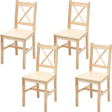 4x chaise de salle Ă manger HHG-481, style rustique-cottage, en bois massif, bois de pin finition lasure (1/5)