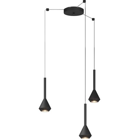 Lampadario Moderno Aygo Metallo Nero 3 Luci Gu10