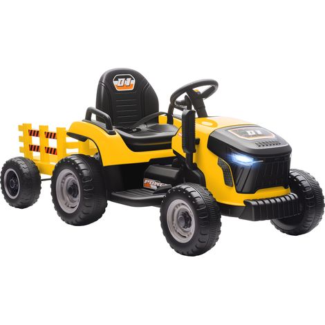 12V Ride on Tractor and Trailer with Remote Control, Music, Shifter, Start-Up Sound, for Kids Ages 3-8 Years, Yellow
