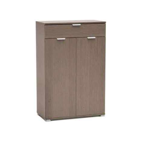 Credenza moderna 2 ante+cassetto rovere grigio già montato L75 H105 P38 - consegnato già montato