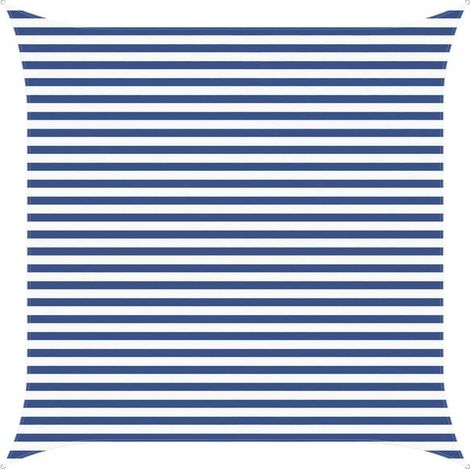 Voile d'ombrage bleue et blanche, 3,6 x 3,6 mètres, 100% polyester Oxford. (1/5)