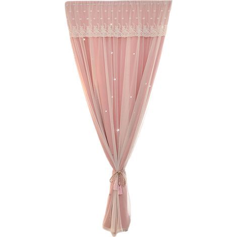 Tende per bambini con stelle traforate — Modello corto, motivo a stelle (120 x 150 cm) — Rosa (Adatto per finestre di camerette piccole) (1/4)