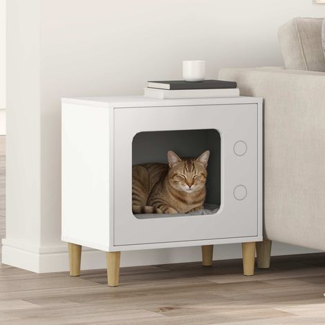 vidaXL Cat House White 51 x 30 x 52 cm Engineered Wood (1/5)
