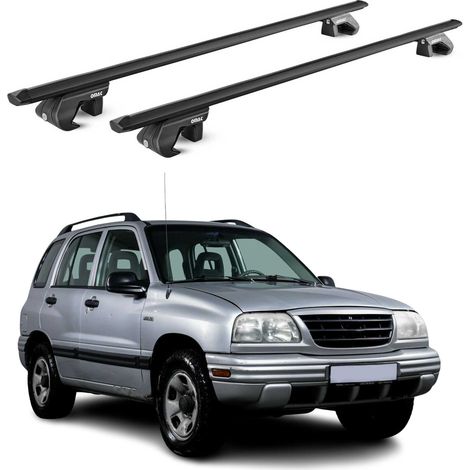 OMAC Barres de toit aluminium certifiées TÜV pour Suzuki Vitara II 1999-2005 – Pour rails de toit standards – Rainure en T – Charge max 90 kg – 2 antivols Noir (1/4)