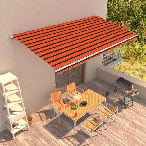 Auvent rétractable Store banne Marquise automatique 600x300 cm Orange et marron NDTN1025056 (1/5)