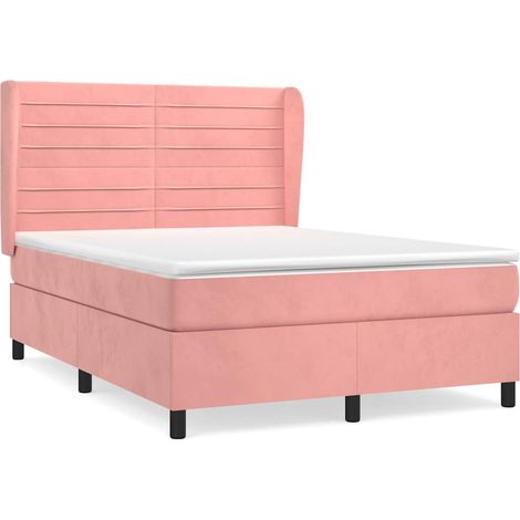 Maison Exclusive - Giroletto a Molle con Materasso Rosa 140x190 cm in Velluto (1/5)