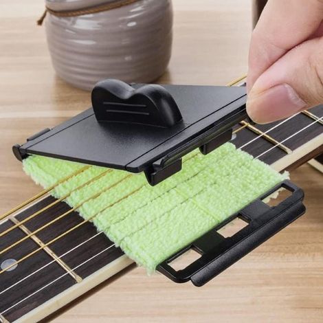 Nettoyant pour cordes de guitare - Nettoyant pour touche de basse - Microfibre - Ergonomique - Lot de 2 - Pour guitare, ukulélé, mandoline - Vert clair
