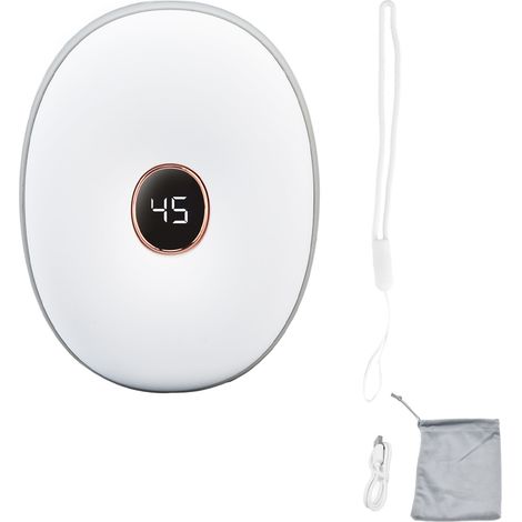 Chauffe-mains double face, contrôle intelligent de la température, mini chauffage électrique portable, rechargeable par USB, blanc. (1/5)