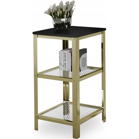 Estantería industrial de 3 niveles para sala de estar, atornillada, 40x40x80 cm, color oro y negro MiniPearl (1/5)