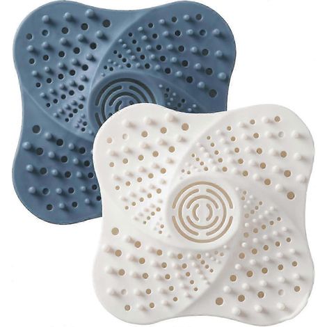 Lot de 2 couvercles de bonde de douche en silicone, bouchons récupérateurs de cheveux, protection de bonde d'évier de cuisine, filtre à cheveux pour baignoire, pour bondes standard (1/5)