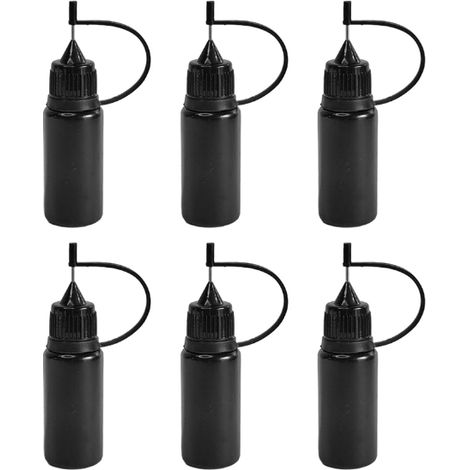 Sollbry 6 Pièces Flacon Pipette, Flacons Plastique, Bouteille Plastique, Flacon Souple, Bouteille De Colle Vide, Bouteille De Précision, Avec Pointe D'aiguille,noir.(2×7.8cm） (1/5)