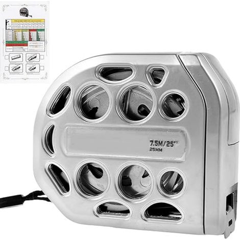 Mètre ruban en acier inoxydable, 7,5 m (25 pi), rétractable, à double graduation, étanche, pour usage domestique et industriel. (1/5)