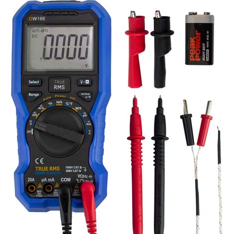 Multímetro digital Bluetooth, multímetro digital de 20000 cuentas, voltímetro amperímetro ohmímetro comprobador de circuitos con retroiluminación LCD de pruebas, multiprobador portátil mide (1/5)