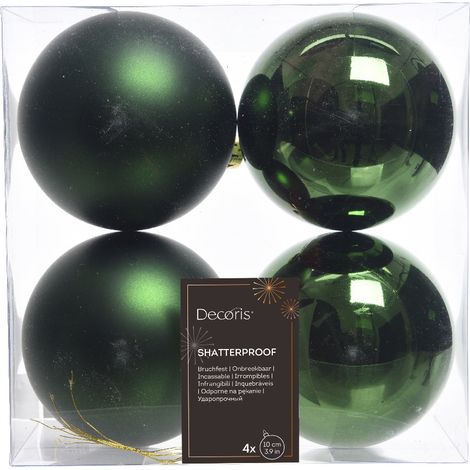 4 PALLINE DI NATALE VERDE PINO 10CM (1/2)