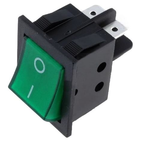 Interruptor Basculante ON-OFF Bipolar Luminoso VERDE 15A