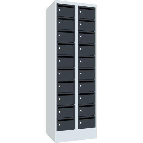 Pavoy Schließfachschrank, 2 x 10 Fächer, Korpus Lichtgrau/ Front Anthrazitgrau (1/2)