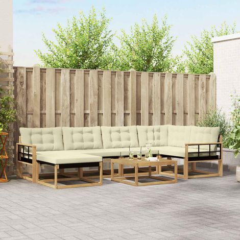 vidaXL Outdoor-Sofagarnitur 7 pcs Weiß und Creme 79 x 79 x 37 cm (1/5)