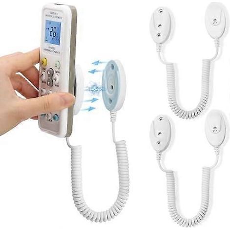 Lot de 2 supports magnétiques pour télécommandes avec cordons à ressort - Fixation murale, adhésifs, anti-perte, sécurisent les télécommandes et les petits objets (1/5)