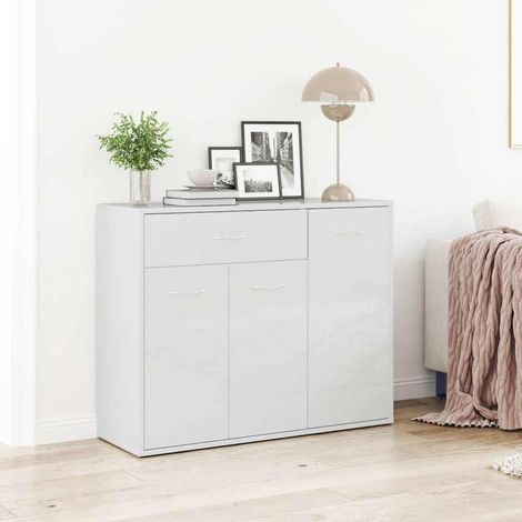 Buffet - Armoire de rangement Enfilade Blanc brillant 88x30x70 cm Aggloméré BV759223 - BonneVie (1/5)